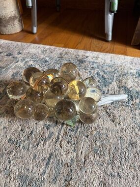1970s Italian Large  Clear Lucite Grapes Bunch on Driftwood Stem